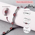 Natural Garnet Gemstone Stainless Steel Bracelet for Women