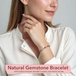 Natural Garnet Gemstone Stainless Steel Bracelet for Women