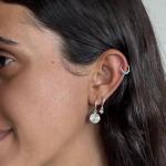 Sterling Silver Turquoise Beaded Helix Hoops, Handmade