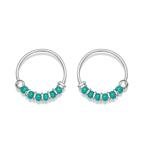 Sterling Silver Turquoise Beaded Helix Hoops, Handmade