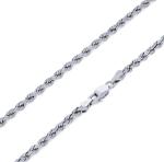 10K White Gold Diamond Cut Rope Chain Necklace