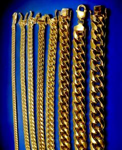 14K Yellow Gold Cuban Necklace and Bracelet Chain