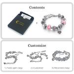 Pink Hearts Silver Plated Charm Bracelet Set