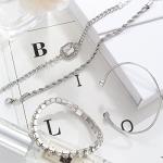 4-Piece Dainty Silver Bracelet Set for Women