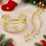 Trendy Gold Cuff Bracelets for Women Stack Set