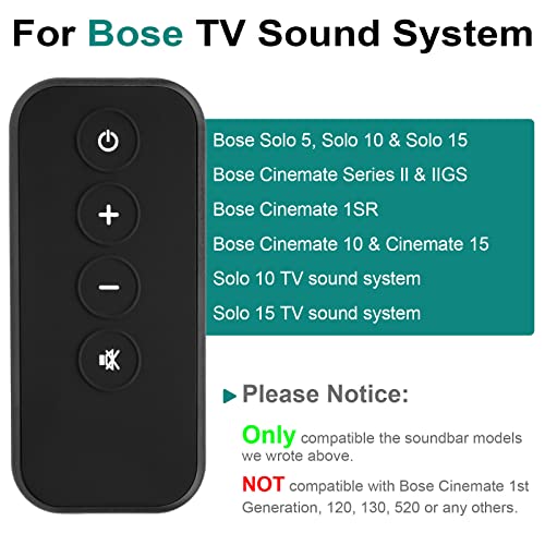 Bose Solo Sound Bar Remote Control, Compatible Replacement