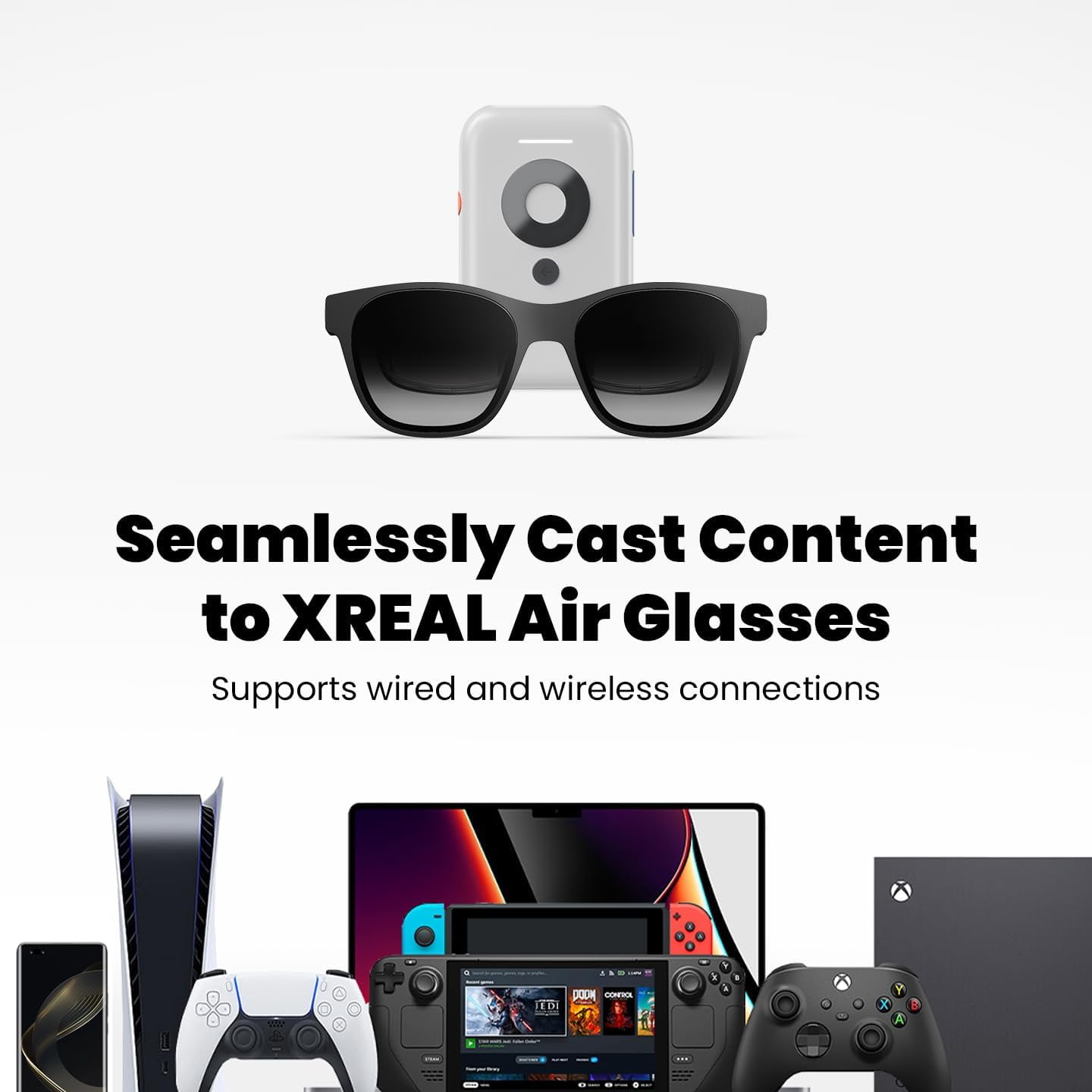 XREAL Air AR Glasses & Beam Bundle, Black