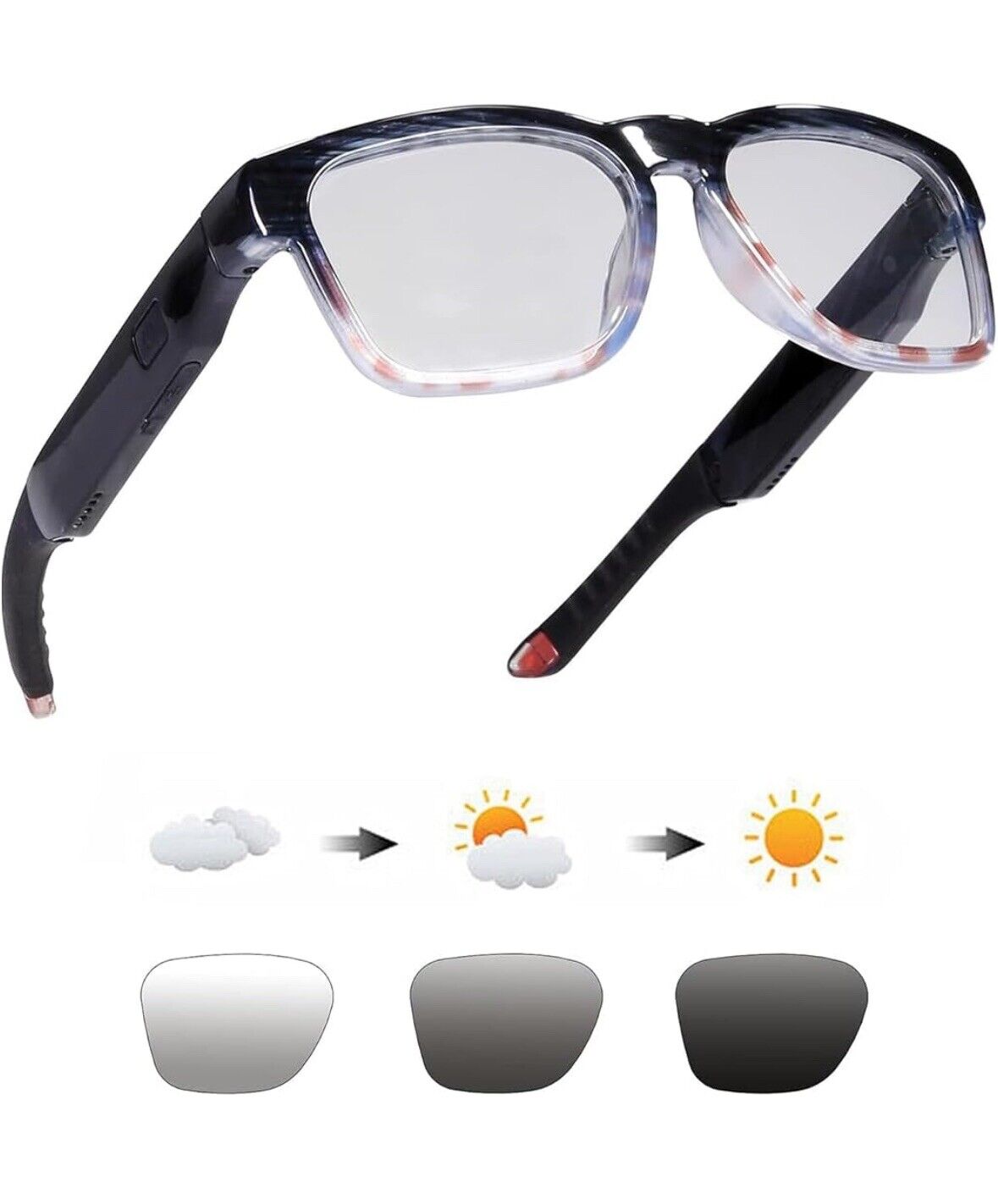 OhO Smart Glasses with Bluetooth Speaker & Transition Lenses