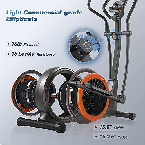 Niceday Elliptical Trainer: Hyper-Quiet, 16 Resistance Levels, 400LB Codable