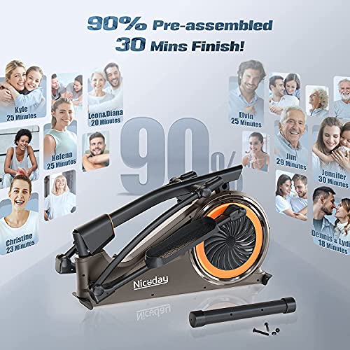 Niceday Elliptical Trainer: Hyper-Quiet, 16 Resistance Levels, 400LB Codable