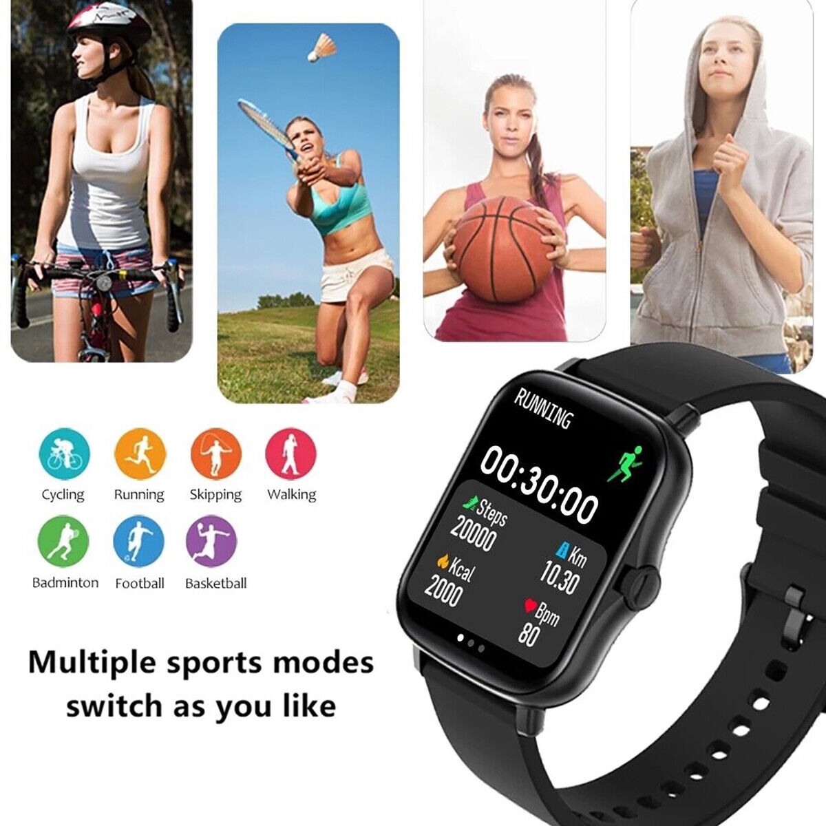 Smart Fitness Tracker Watch for Android iOS iPhone