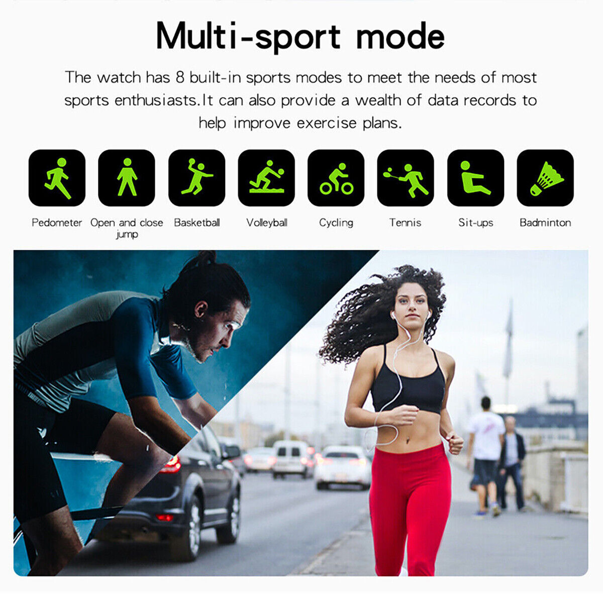 Smart Fitness Tracker Watch for Android iOS iPhone