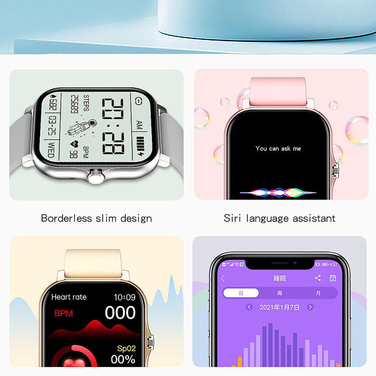 Smart Fitness Tracker Watch for Android iOS iPhone