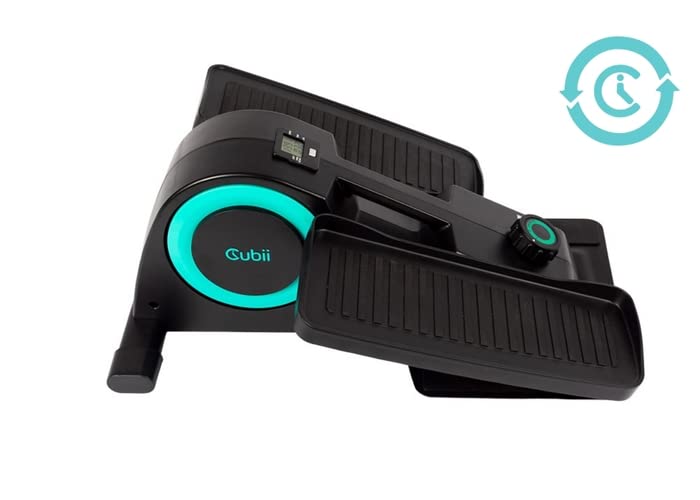 Cubii JR1, Under Desk Elliptical, Bike Pedal Exerciser with LCD Fitness Tracker Screen, Adjustable Resistance, Work from Home Fitness, Aqua (Renewed)