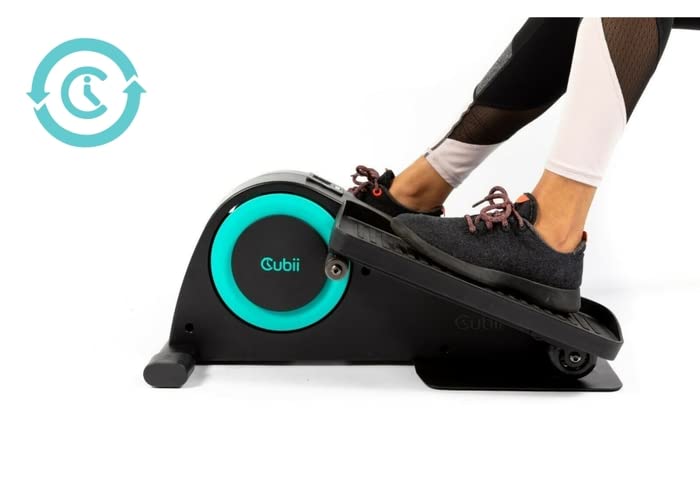 Cubii JR1, Under Desk Elliptical, Bike Pedal Exerciser with LCD Fitness Tracker Screen, Adjustable Resistance, Work from Home Fitness, Aqua (Renewed)