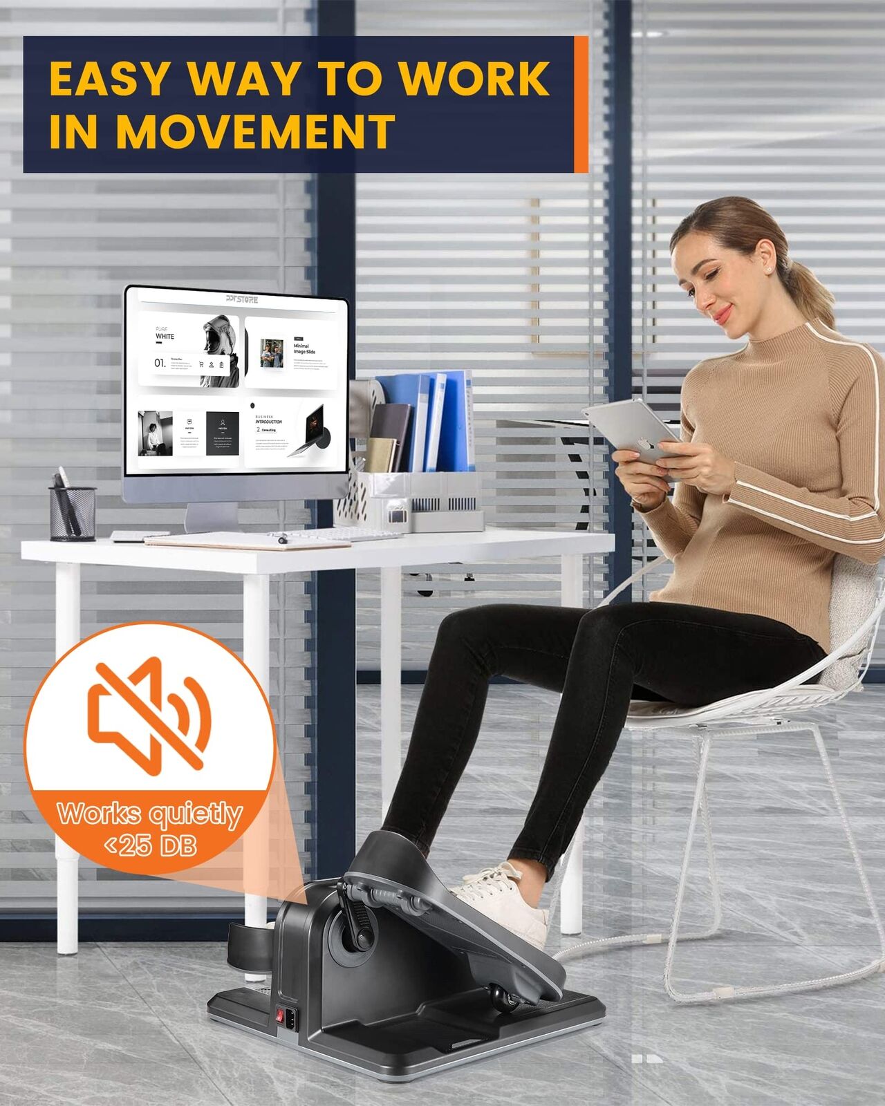 Under Desk Elliptical Trainer with LCD Screen
