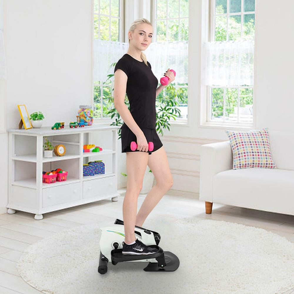 White Desk Elliptical Trainer: Compact Sitting Stepper