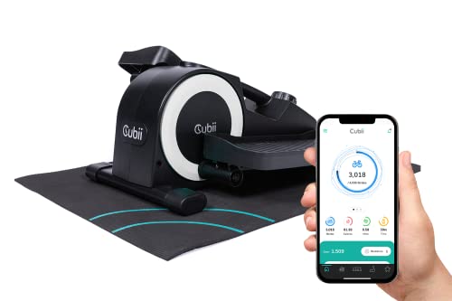 Portable White Cubii JR1+ Elliptical Trainer with Mat