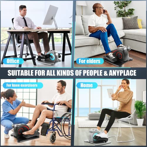 ANCHEER Under Desk Elliptical Machine Electric, Leg Pedal Exerciser, Portable Exercise Elliptical Trainer with Remote Control, Large Pedal, LCD Monitor for Home & Office Gym