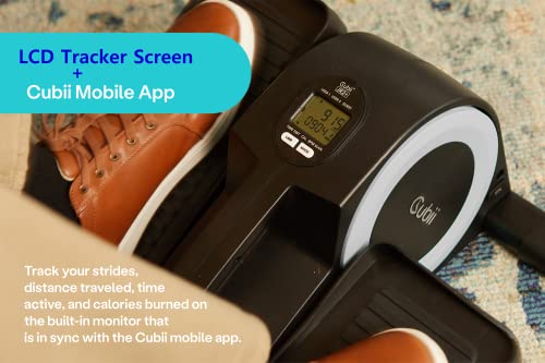 Portable White Cubii JR1+ Elliptical Trainer with Mat