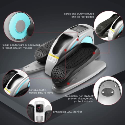 ANCHEER Under Desk Elliptical Machine Electric, Leg Pedal Exerciser, Portable Exercise Elliptical Trainer with Remote Control, Large Pedal, LCD Monitor for Home & Office Gym