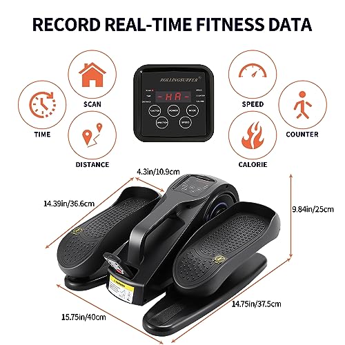 Rollingsurfer Under Desk Elliptical Machine, Adjustable Speeds Elliptical Trainer with Remote Control, Seated Pedal Exerciser, Compact Portable Elliptical Stepper for Teens Seniors and Adults