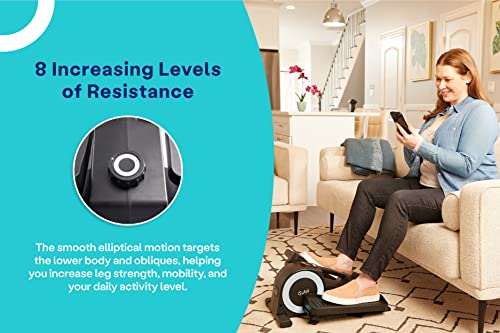 Portable White Cubii JR1+ Elliptical Trainer with Mat