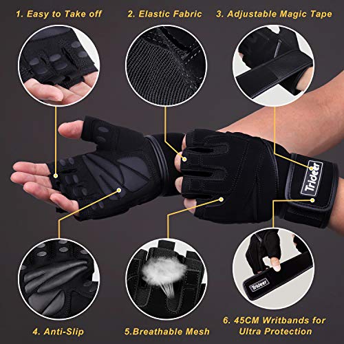Men's Trideer Padded Workout Gloves: Full Palm Protection