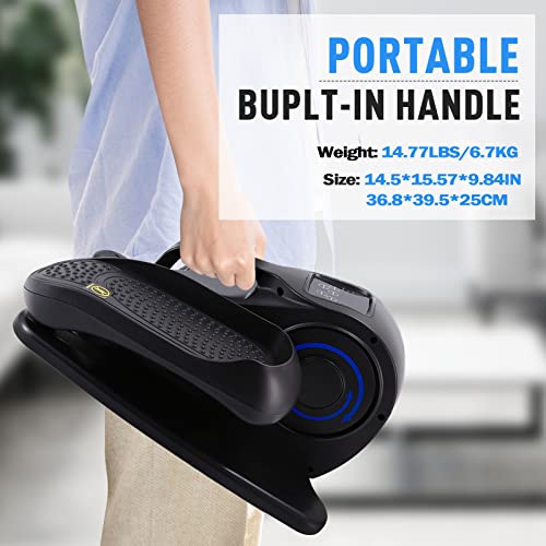 Rollingsurfer Under Desk Elliptical Machine, Adjustable Speeds Elliptical Trainer with Remote Control, Seated Pedal Exerciser, Compact Portable Elliptical Stepper for Teens Seniors and Adults