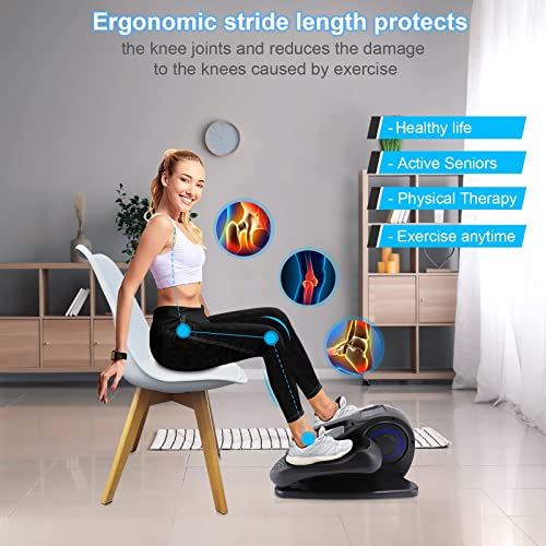 Rollingsurfer Under Desk Elliptical Machine, Adjustable Speeds Elliptical Trainer with Remote Control, Seated Pedal Exerciser, Compact Portable Elliptical Stepper for Teens Seniors and Adults