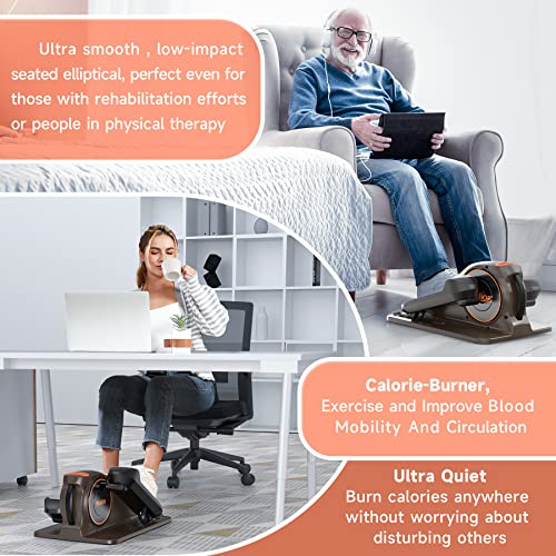 Niceday Under Desk Elliptical, Fully Assembled, Quiet Seated Elliptical, with 8 Adjustable Resistance&Bluetooth Foot Pedal Exerciser, Under Desk Bike Pedal, Exerciser for Seniors
