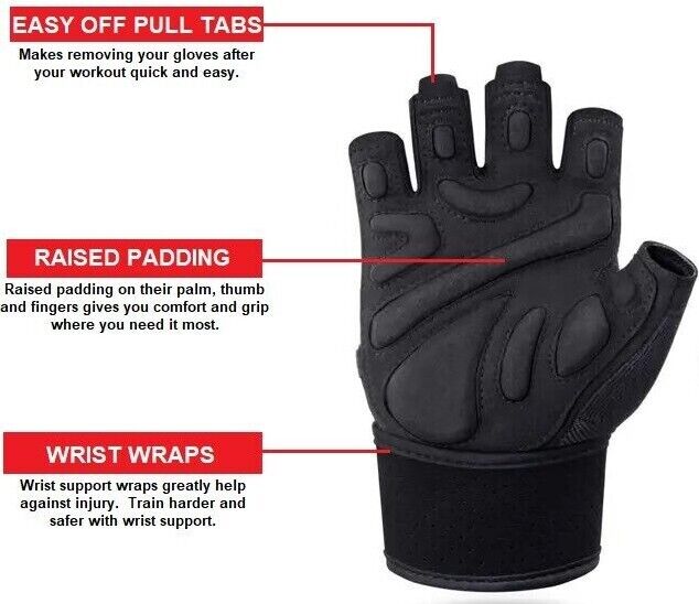 Gym Gloves with Wrist Wrap for Elliptical Training