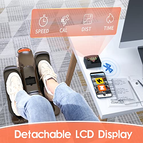 Niceday Under Desk Elliptical, Fully Assembled, Quiet Seated Elliptical, with 8 Adjustable Resistance&Bluetooth Foot Pedal Exerciser, Under Desk Bike Pedal, Exerciser for Seniors