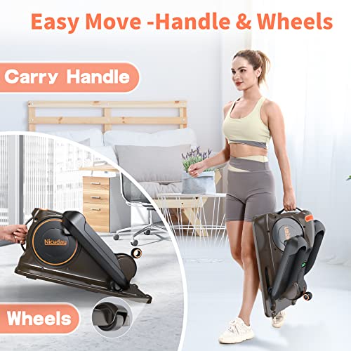Niceday Under Desk Elliptical, Fully Assembled, Quiet Seated Elliptical, with 8 Adjustable Resistance&Bluetooth Foot Pedal Exerciser, Under Desk Bike Pedal, Exerciser for Seniors