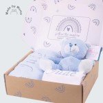 Personalized Baby Boy Gifts: Blanket, Bodysuit & Bear