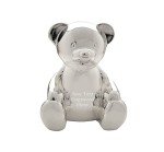 Engraved Silver-Plated Teddy Bear Bank Gift