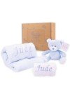 Personalized Baby Boy Gifts: Blanket, Bodysuit & Bear