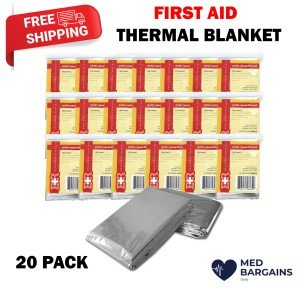 Emergency Mylar Thermal Blankets - 20 Pack, 54” x 84”