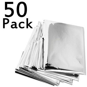 50 Pack Thermal Emergency Mylar Blankets - 52" x 82