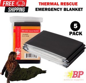 Emergency Thermal Mylar Blankets - 5 Pack