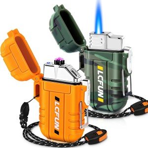 LcFun 2-Pack Waterproof Windproof Outdoor Lighters