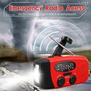 Hand Crank Radio with Solar Power Bank & Flashlight