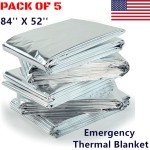 5 Pack Mylar Emergency Thermal Blankets 54"x82