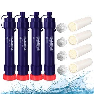 4 Pack 5000L Water Filter Straws with Replacements