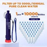 4 Pack 5000L Water Filter Straws with Replacements