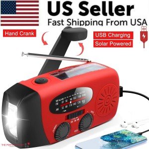 Emergency Crank Solar Radio with Power Bank & Flashlight