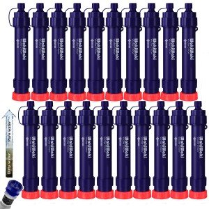 20-Pack Water Filter Straws for Camping & Emergencies