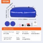 87 Gal Collapsible Water Storage Bladder - Blue PVC