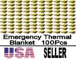 100-Pack Mylar Emergency Thermal Blankets for Survival
