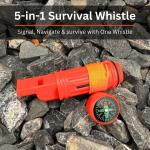 5-in-1 Survival Whistle: Whistle, Compass, Signal Mirror